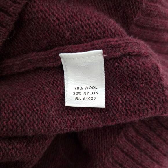 BANANA REPUBLIC Quarter 1/4 Zip Sweater Wool Italian Yarn Men L Burgundy Striped - Picture 13 of 13